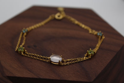 Olivine Gemstone Bracelet | Double Chain Bracelet | Young's Jewellery