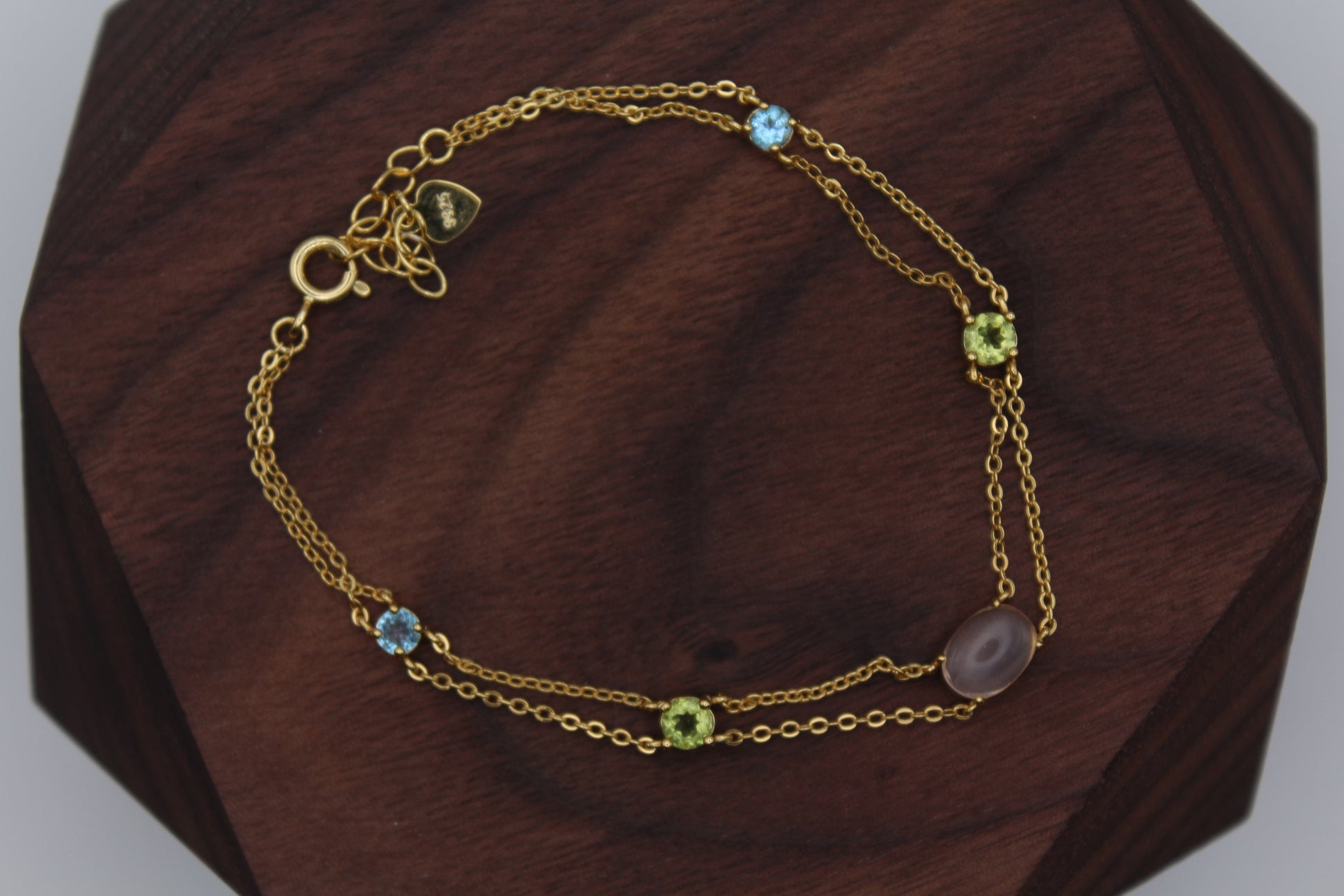 Olivine Gemstone Bracelet | Double Chain Bracelet | Young's Jewellery