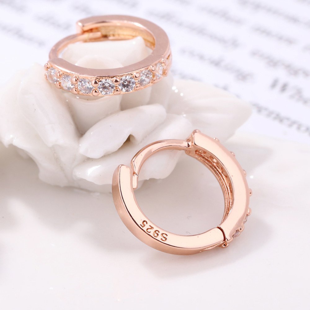 Rose Gold Cubic Huggies | Ellie Cubic Huggies | Young's Jewellery